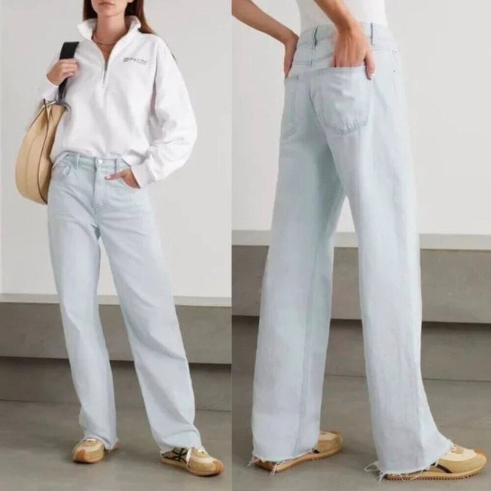 GRLFRND Brooklyn High Rise Loose Straight Jean US 27 Relaxed Light Wash Revolve